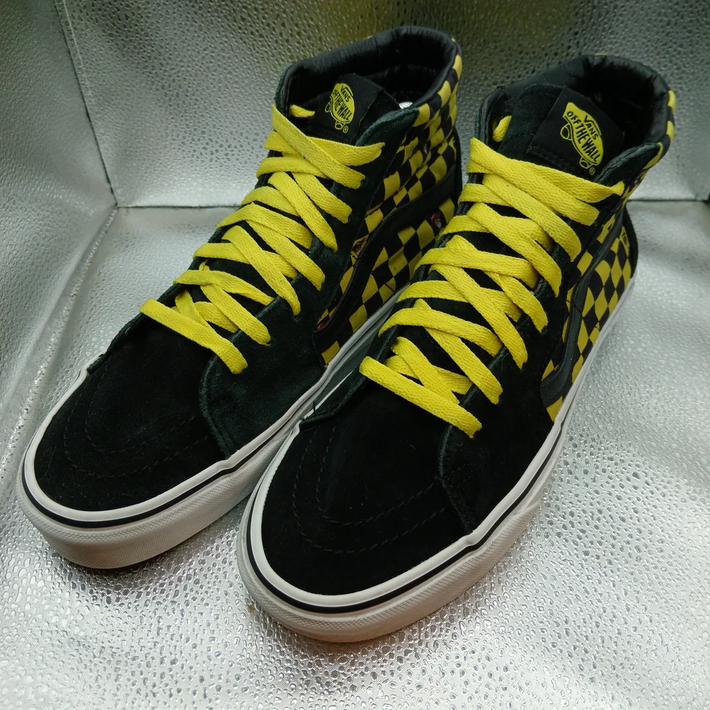 Vans Black and Yellow Checkered Sk-8 High-Top Where's Waldo Sneakers Men's Sz 8